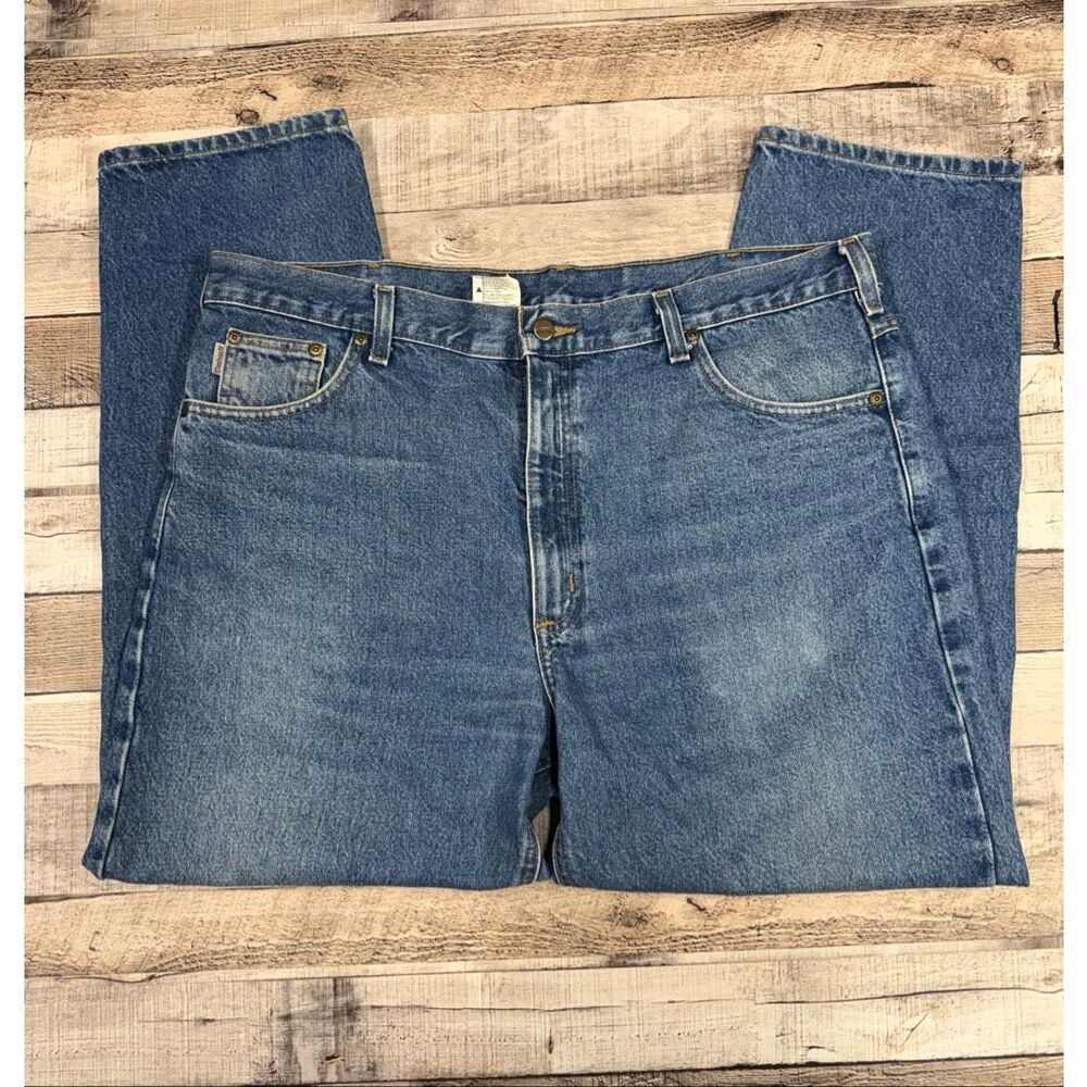 Carhartt B17 DST Mens 40x30 Relaxed Fit Blue Denim Jeans Workwear Classic Cotton